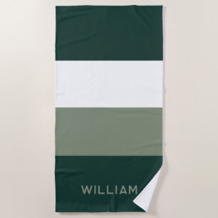 Personalised Family Beach Trip Colour Block Green Towel