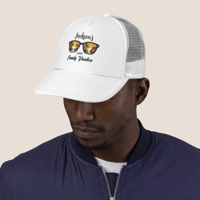 Personalised Family Beach Trip Trucker Hat (In Situ)