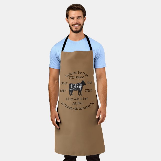 Personalised Family Business Beef Farm Apron (Worn)
