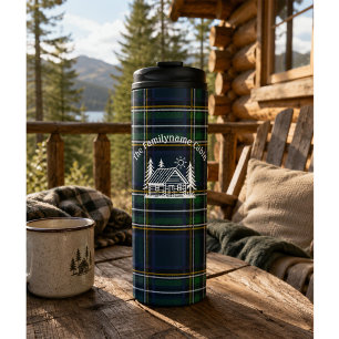 Personalised Family Cabin Plaid  Thermal Tumbler