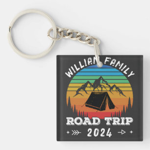 Personalised Family Camping Adventure Road Trip Key Ring