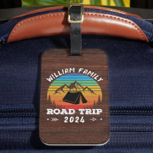 Personalised Family Camping Adventure Road Trip Luggage Tag
