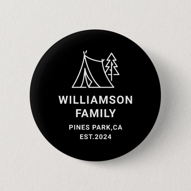 Personalised Family Camping Trip Reunion Vacation 6 Cm Round Badge (Front)