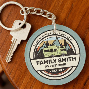 Personalised Family Caravan Adventures Key Ring