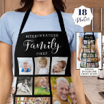Personalised FAMILY CHEF 18 Photo Collage Black Apron<br><div class="desc">Create a custom photo collage apron with 18 photos and personalised with a name and FAMILY CHEF. CHANGES: Change the black background colour and/or change the text font style, size, colour or placement by clicking EDIT. PHOTO TIP: Choose photos with the subject in the middle and/or pre-crop into similar shapes...</div>
