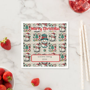 Personalised Family Christmas Celebration Placemat Napkin