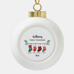 Personalised Family Christmas Ceramic Ball Christmas Ornament