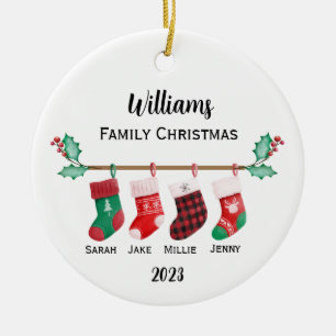 Personalised Family Christmas Ceramic Tree Decoration