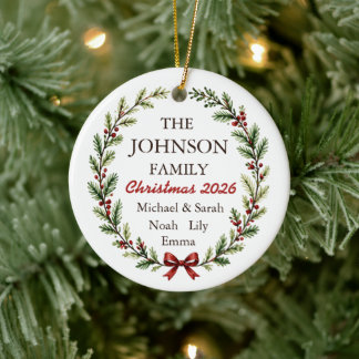 Personalised Family Christmas Ceramic Tree Decoration
