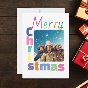 Personalised family Christmas Colourful modern Holiday Card