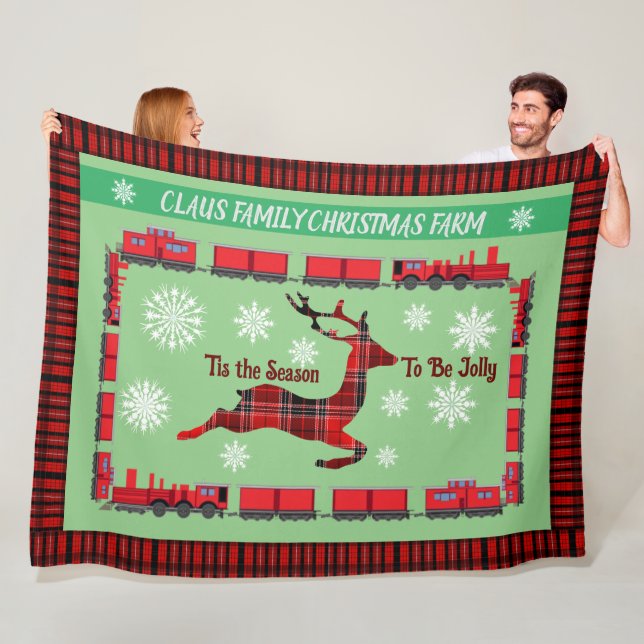 Personalised Family Christmas Farm 2.0 Fleece Blanket (In Situ)