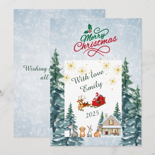 Personalised Family Christmas  Holiday Card (Front/Back)