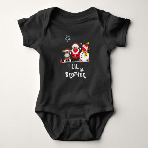Personalised Family Christmas Holiday Lil Brother Baby Bodysuit