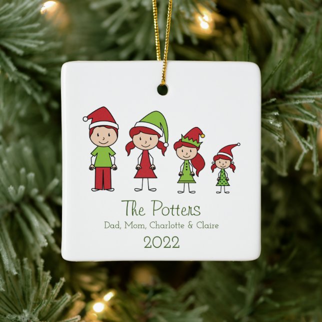 Personalised Family Christmas Keepsake Ceramic Orn Ceramic Ornament (Tree)