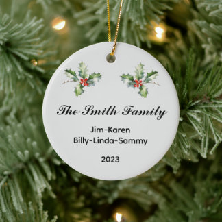 Personalised Family Christmas Keepsake Ceramic Tree Decoration