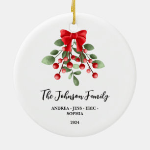 Personalised Family Christmas Ornament, 2-Sided Ceramic Tree Decoration