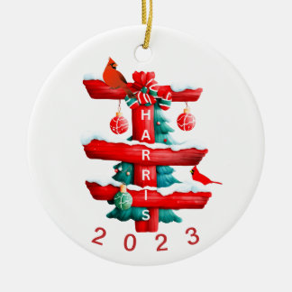 Personalised Family Christmas Ornament, Ceramic Tree Decoration