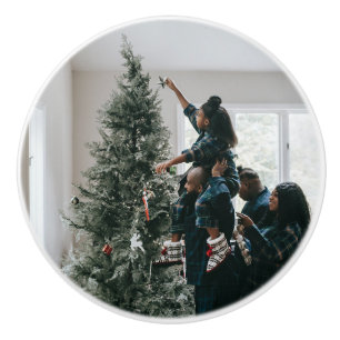 Personalised Family Christmas Photo  Ceramic Knob