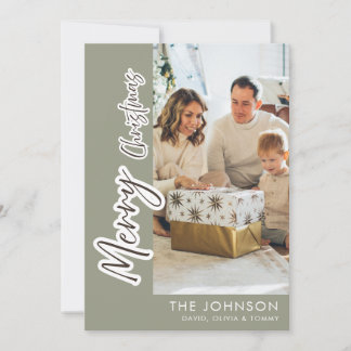 Personalised Family Christmas Photo | Modern Green Holiday Card