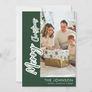 Personalised Family Christmas Photo | Modern Green Holiday Card