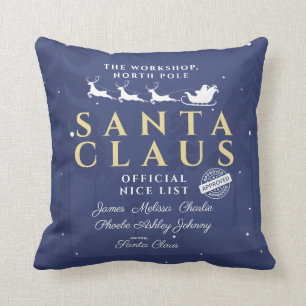 Personalised Family Christmas Santa's Nice List Cushion