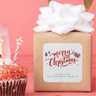 Personalised Family Christmas Square Sticker
