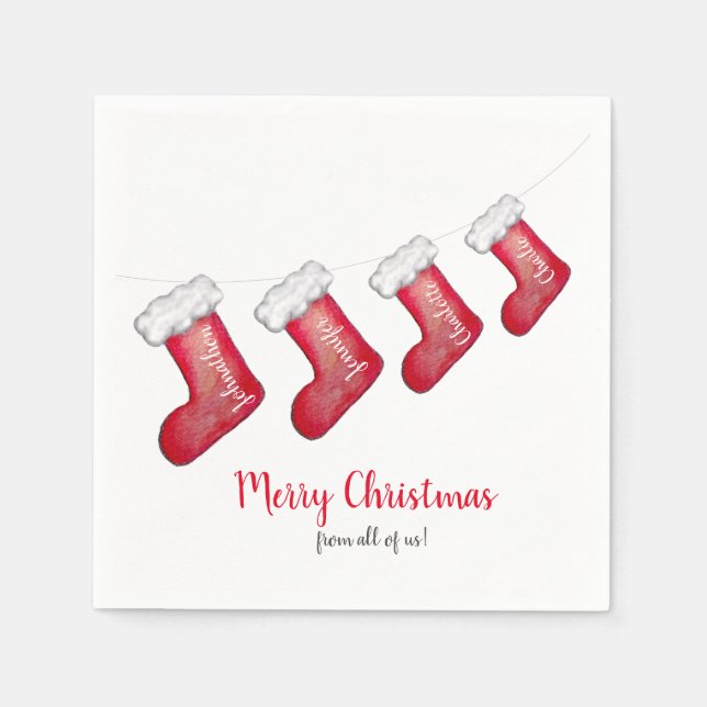 Personalised family Christmas stocking Napkin (Front)
