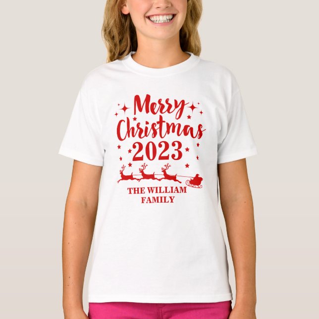Personalised Family Christmas  T-Shirt (Front)