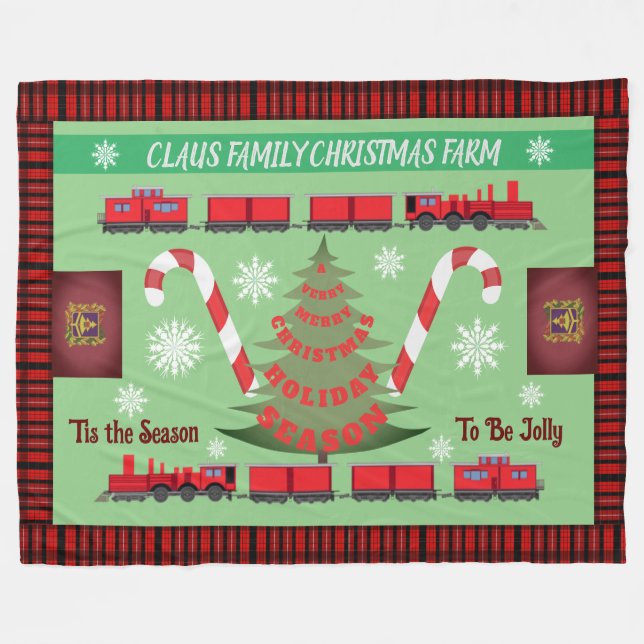 Personalised Family Christmas Tree Farm 2.0 Fleece Blanket (Front (Horizontal))