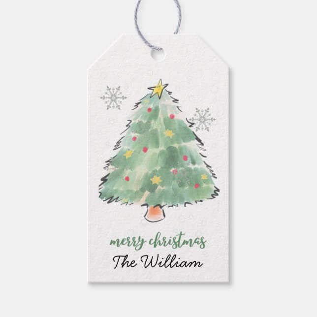 Personalised Family Christmas Tree  Gift Tags (Front)