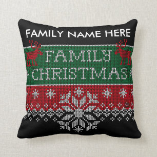 Personalised Family Christmas Ugly Sweater Cushion