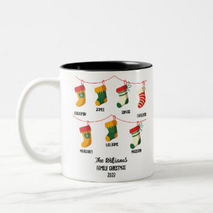 Personalised Family Christmas With 7 custom names Two-Tone Coffee Mug