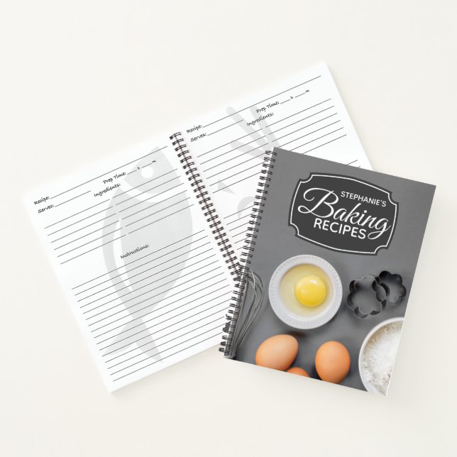 Personalised Family Cookbook Grey Baking Recipe Notebook (Inside)