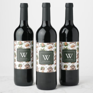Personalised Family cosy Christmas  Wine Label