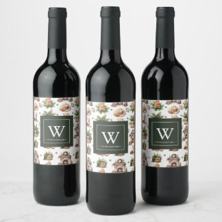 Personalised Family cosy Christmas  Wine Label