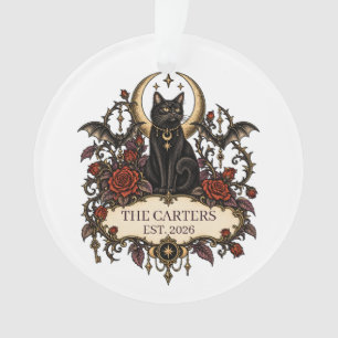 Personalised Family Coven Halloween Gothic Cat Ornament