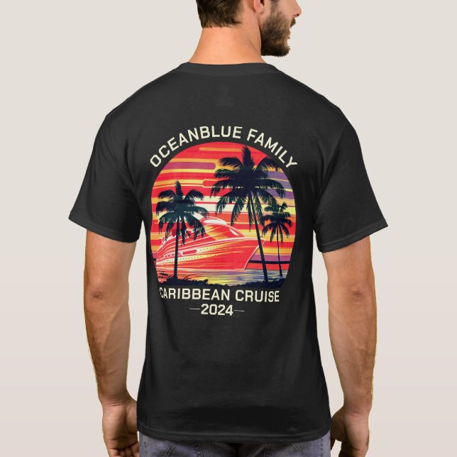 Personalised Family Cruise Vacation Matching Retro T-Shirt (Back)