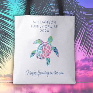 Personalised Family Cruise Vacation Sea Turtle Tote Bag