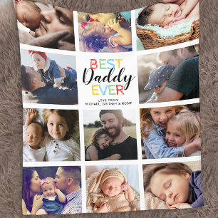 Personalised Family Dad Photo Collage Fleece Blanket