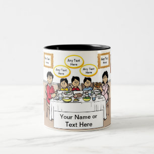 Personalised Family Dinner, 3 Boys Cartoon Two-Ton Two-Tone Coffee Mug