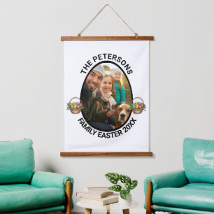 Personalised Family Easter Photo Egg Basket Hanging Tapestry