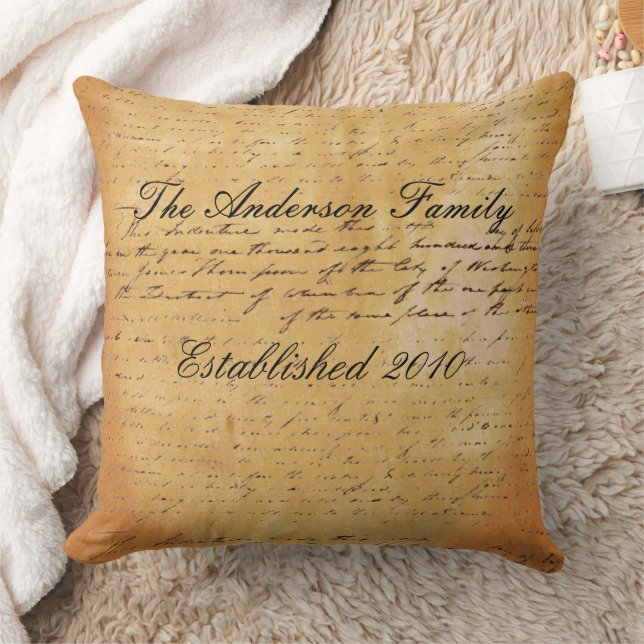 Personalised Family Established Date Ephemera Cushion (Blanket)