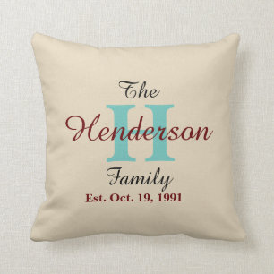 Personalised Family Established - Name & Initial - Cushion