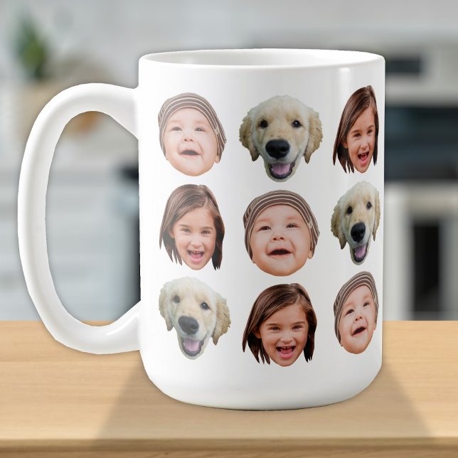 Personalised Family Face 3 Photos Cute Coffee Mug (Creator Uploaded)
