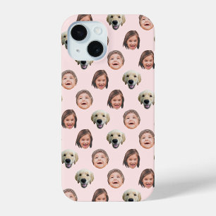 Personalised Family Face 3 Photos Light Pink iPhone 15 Case