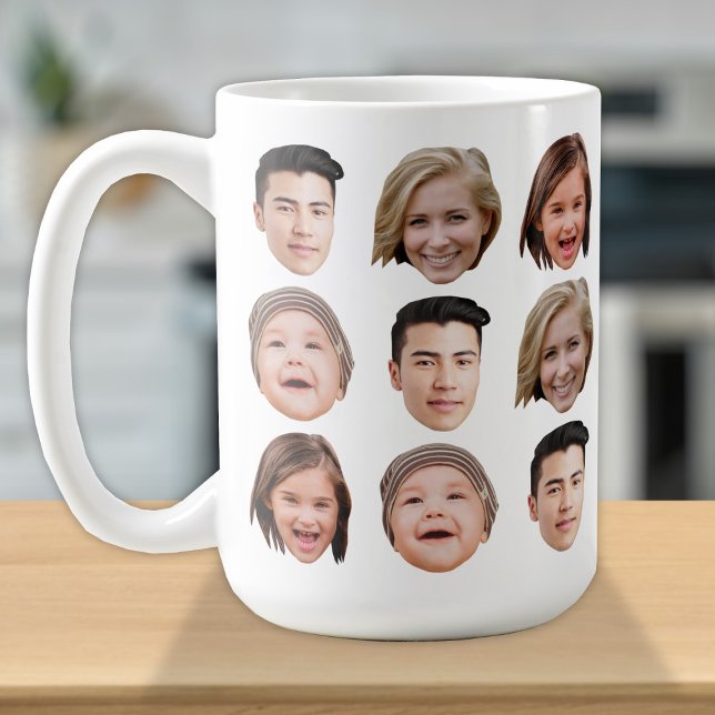Personalised Family Face 4 Photos Cute Coffee Mug (Creator Uploaded)