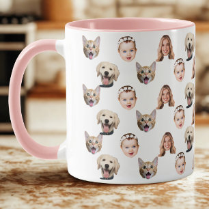 Personalised Family Face 4 Photos Mug