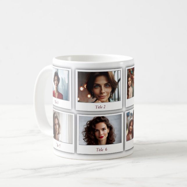Personalised Family Friends Eight Photos Coffee Mug (Front Left)