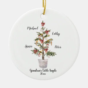 Personalised Family Grandchildren Christmas Tree C Ceramic Tree Decoration