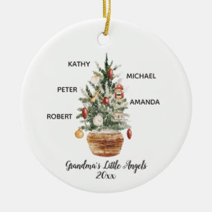Personalised Family Grandchildren Christmas Tree Ceramic Tree Decoration